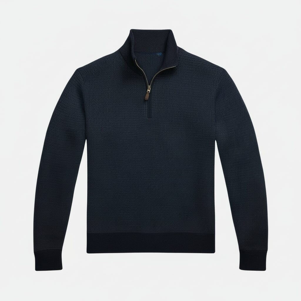 Waschbarer Woll-Pullover mit kurzem Reißverschluss