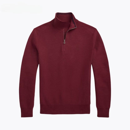 Mesh-Knit Cotton Quarter-Zip Sweater