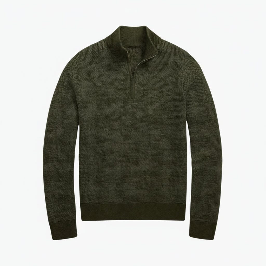 Waschbarer Woll-Pullover mit kurzem Reißverschluss