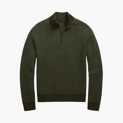 Waschbarer Woll-Pullover mit kurzem Reißverschluss