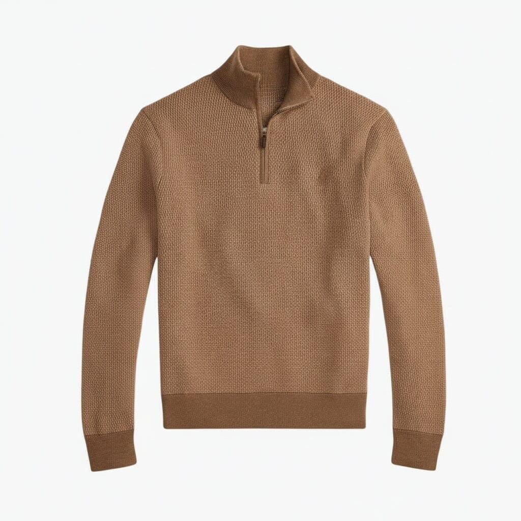 Waschbarer Woll-Pullover mit kurzem Reißverschluss
