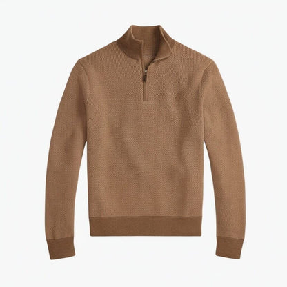 Waschbarer Woll-Pullover mit kurzem Reißverschluss