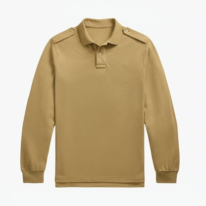 Mesh Long-Sleeve Polo Shirt