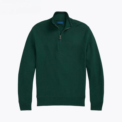 Mesh-Knit Cotton Quarter-Zip Sweater