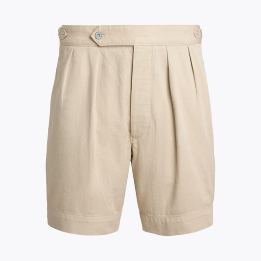 Relaxed Fit Pleated Twill Short