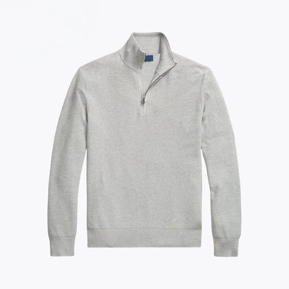 Mesh-Knit Cotton Quarter-Zip Sweater