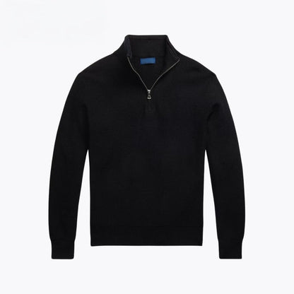 Mesh-Knit Cotton Quarter-Zip Sweater