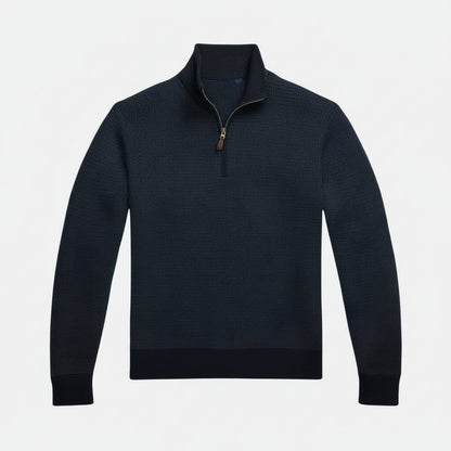 Waschbarer Woll-Pullover mit kurzem Reißverschluss