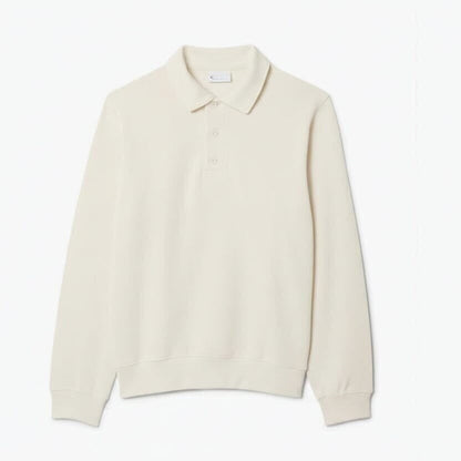 Ribbed Cotton Polo Collar Sweatshirt